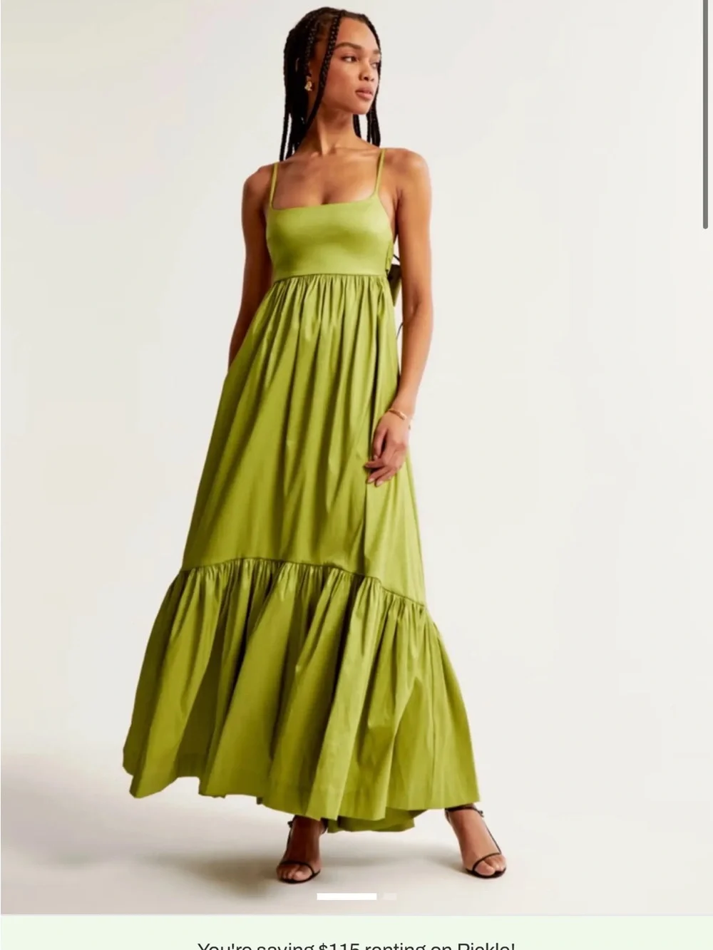 Abercrombie & Fitch Drama Bow Lime Green Tiered Maxi Dress